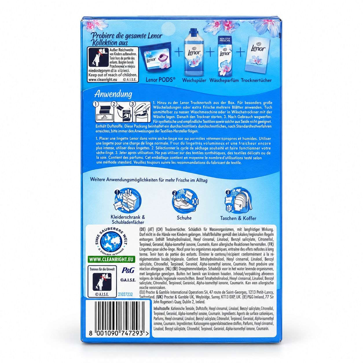 Lenor Aprilfrisch салфетки для сушильной машины 34 шт - Обратная