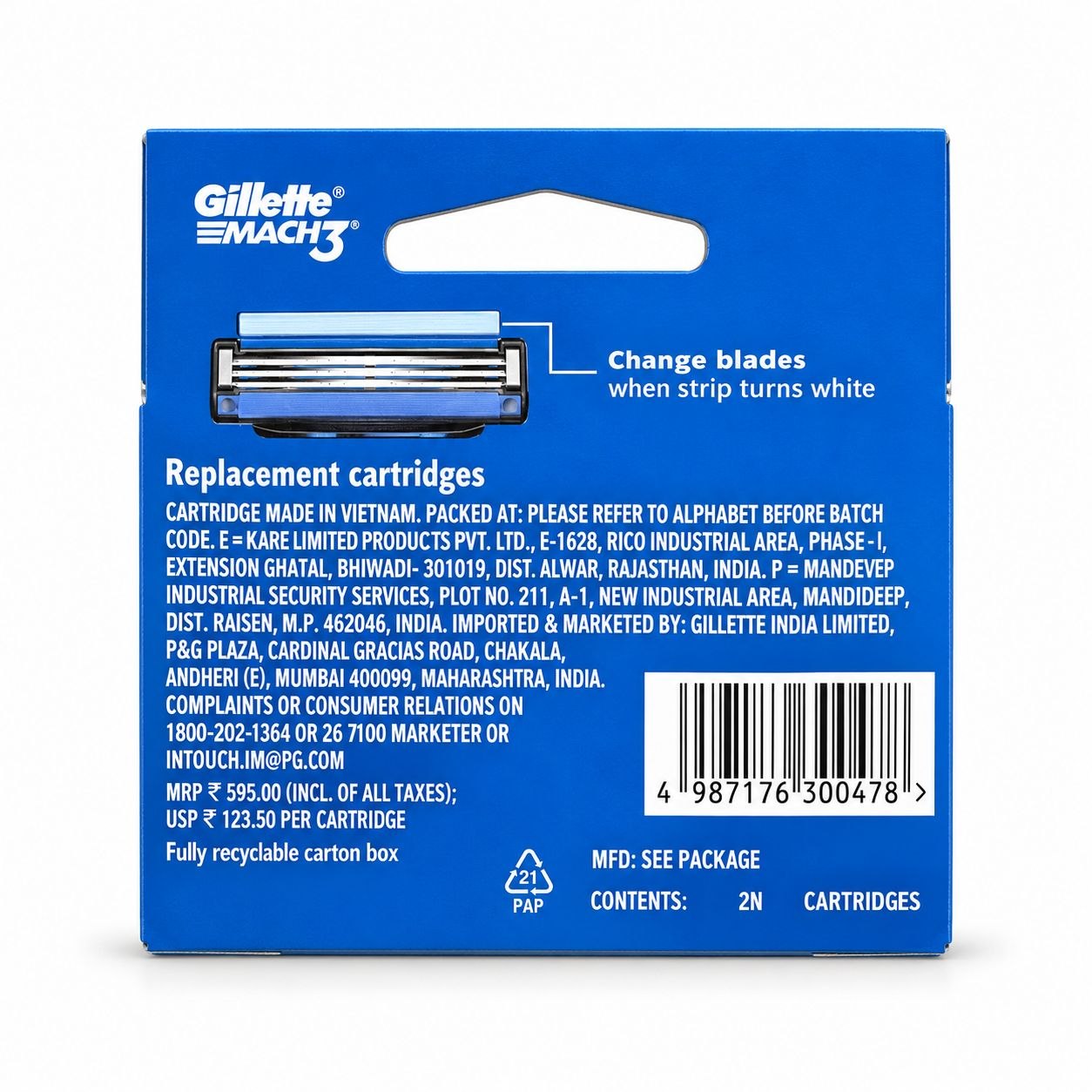 Gillette Mach3 сменные кассеты 2 шт - Обратная