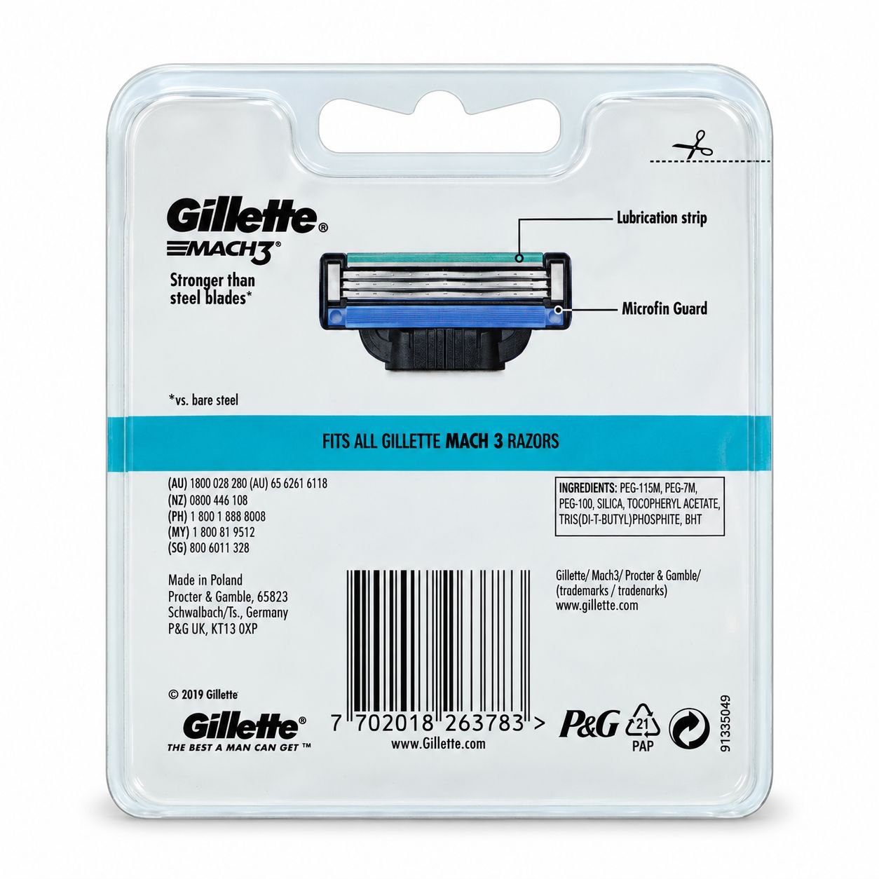 Gillette Mach3 сменные кассеты 8 шт - Обратная