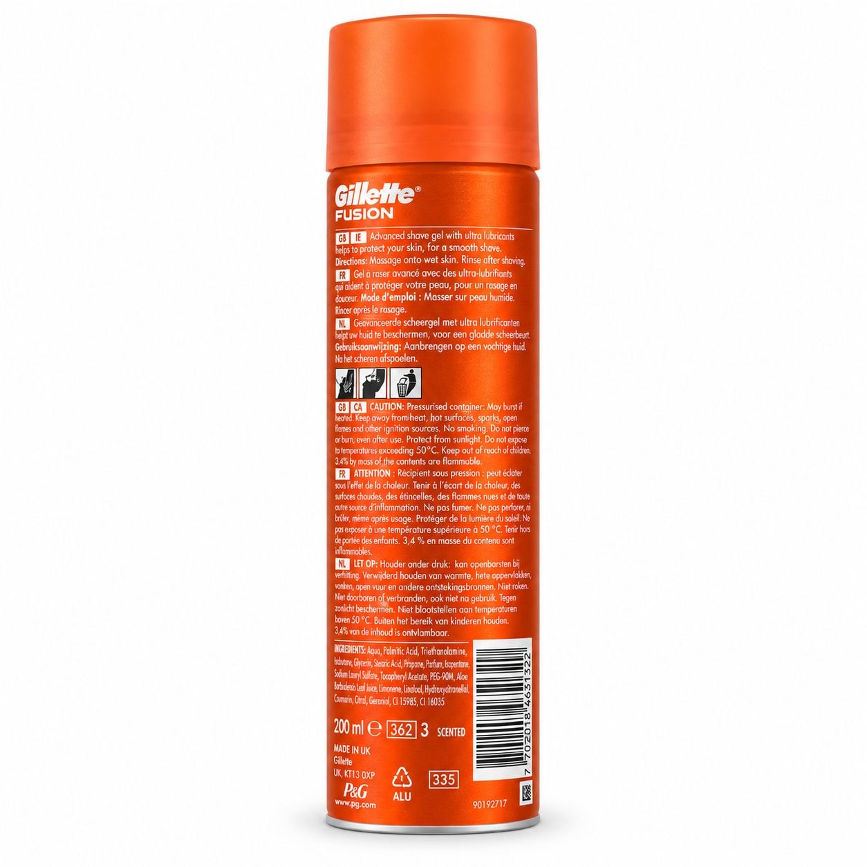 Gillette Fusion Moisture гель для бритья 200 мл - Обратная