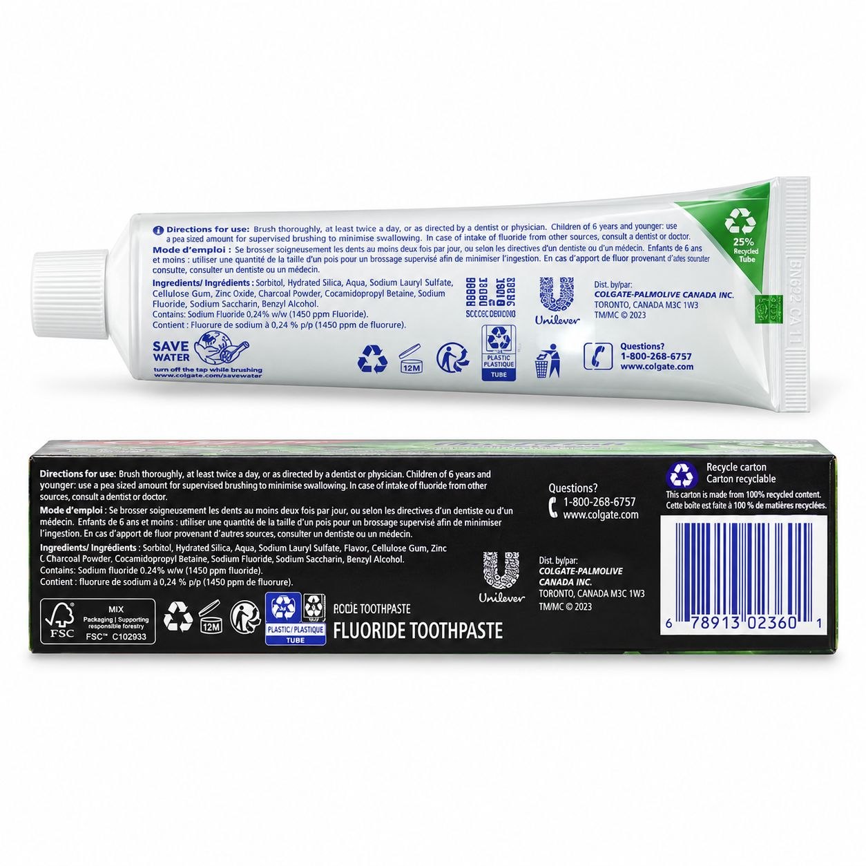 Colgate MaxFresh Bamboo Charcoal зубная паста 100 мл - Обратная