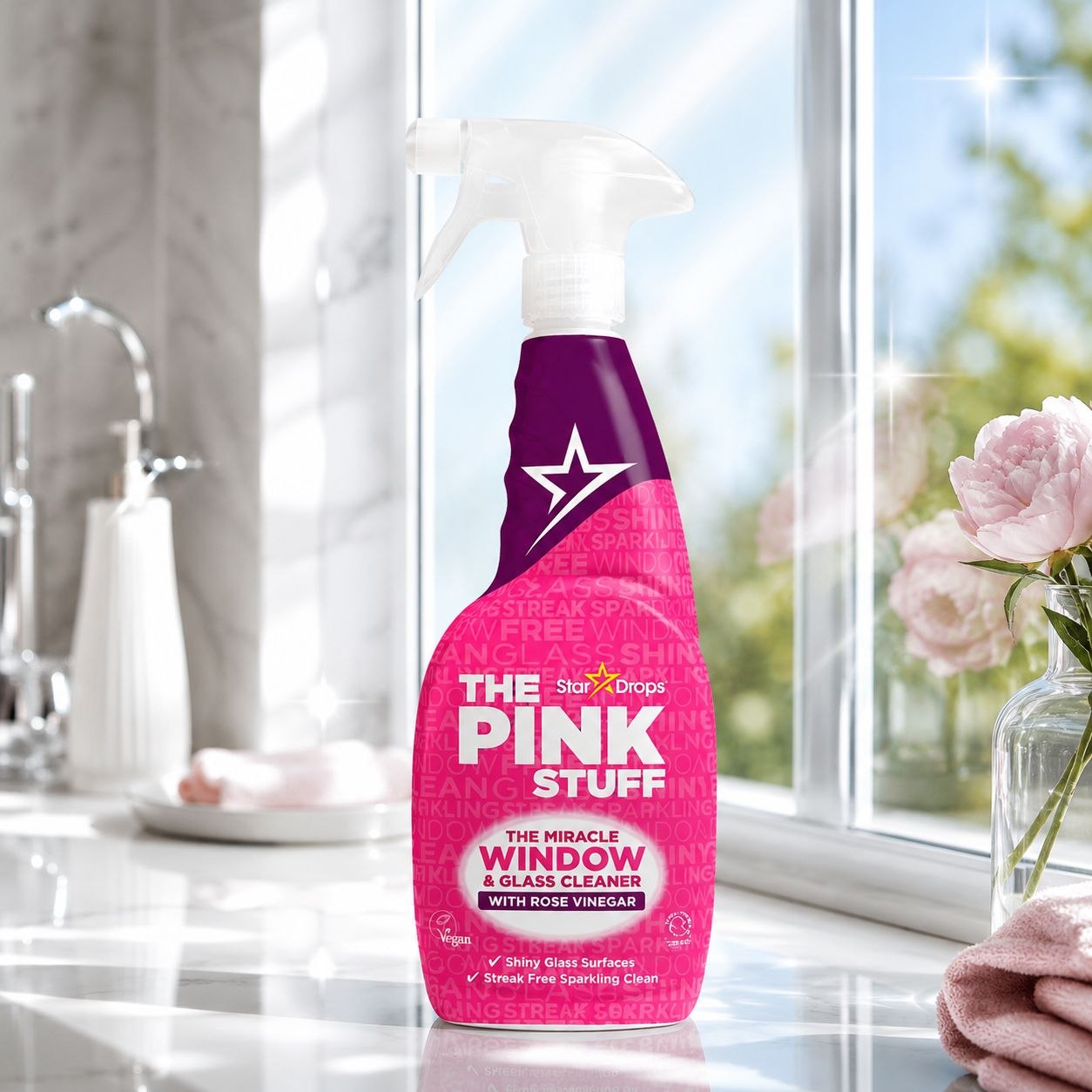 THE PINK STUFF Window Cleaner (750ml) Rose Vinegar