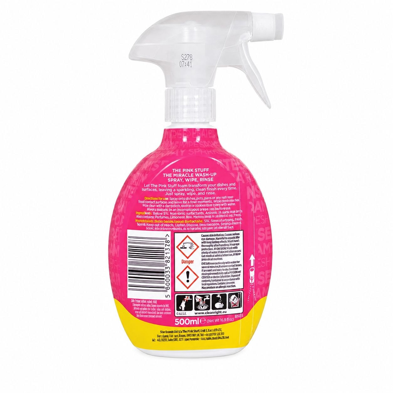 THE PINK STUFF Wash Up Sprey (500ml) - Обратная