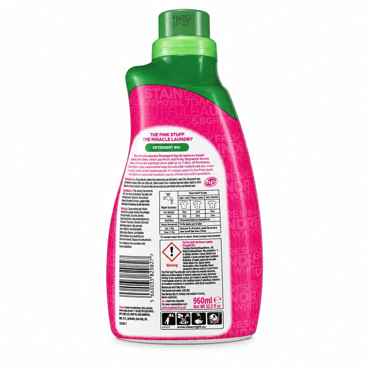 THE PINK STUFF Laundry Liquid (960ml) BIO - Обратная