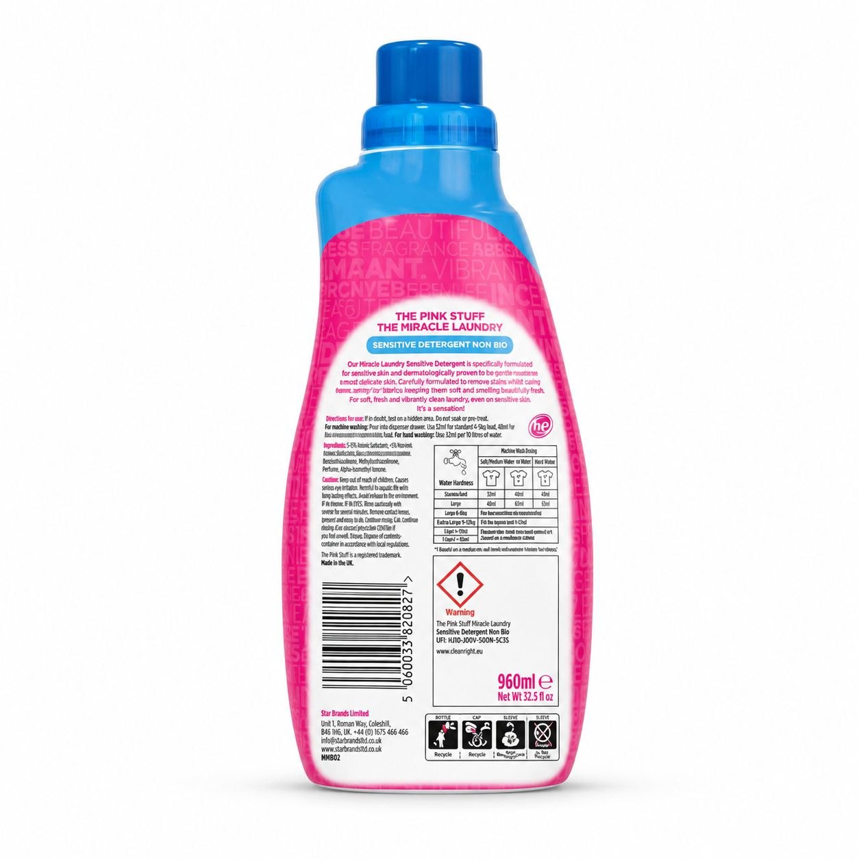 THE PINK STUFF Laundry Liquid (960ml) Sensitive - Обратная