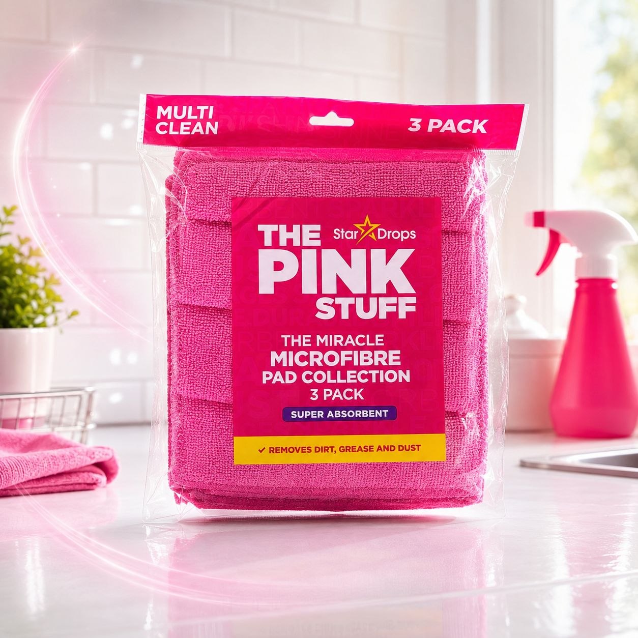 THE PINK STUFF Microfiber Sponge 3pcs