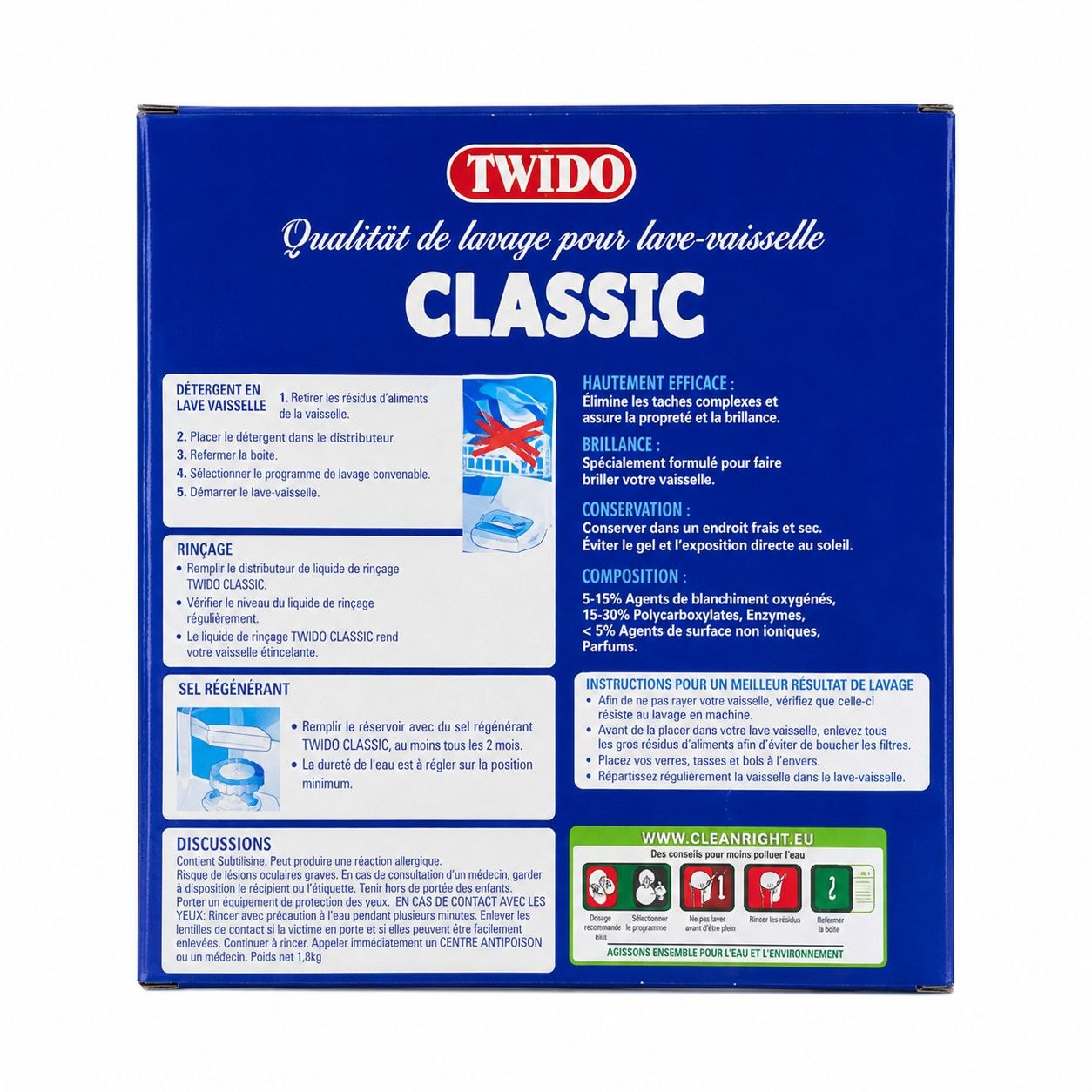 Twido Classic dishwasher tablets, 100 pcs - Обратная